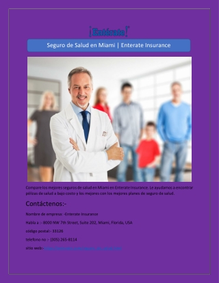 Seguro de Salud en Miami | Enterate Insurance