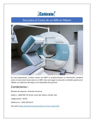 Descubra el Costo de un MRI en Miami