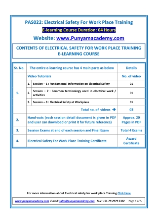 Online Electrical Safety for Work Place Training