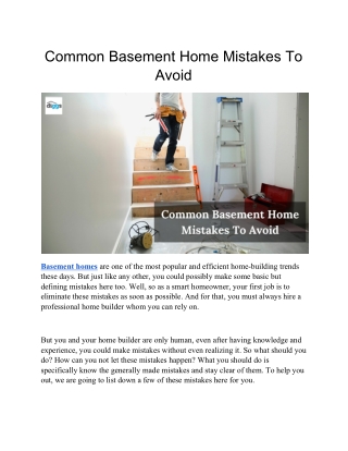 Common Basement Home Mistakes To Avoid