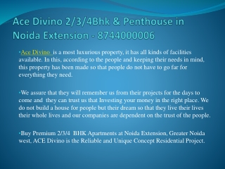 Ace Divino Launched a Residential & Penthouse in Noida Ext.