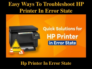 Easy Ways To Troubleshoot HP Printer In Error State