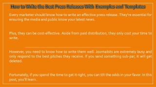 Press Releases Power With Examples