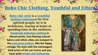 Boho Chic Clothing, Youthful and Ethical