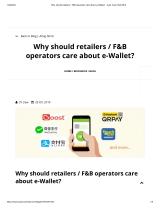 Why should retailers FB operators care about e-Wallet - Auto Count Sdn Bhd