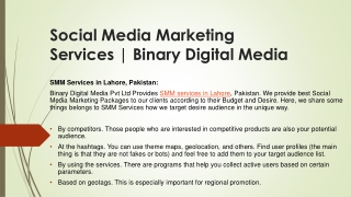 Social Media Marketing Services in Lahore