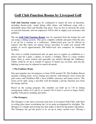 Golf Club Function Rooms