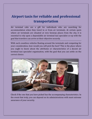 Airport taxis for reliable and professional transportation