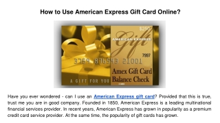 How to Use American Express Gift Card Online