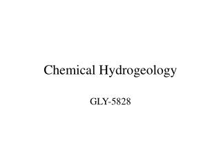 Chemical Hydrogeology