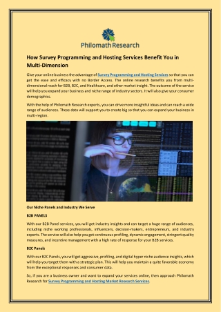 How Survey Programming and Hosting Services Benefit You in Multi-Dimension