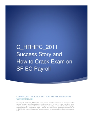 C_HRHPC_2011 Success Story and How to Crack Exam on SF EC Payroll