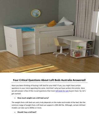 Four Critical Questions About Loft Beds Australia Answered!