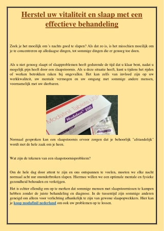 Herstel uw vitaliteit en slaap met een effectieve behandeling