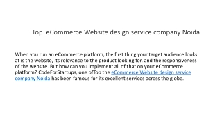 Top  eCommerce Website design service company Noida