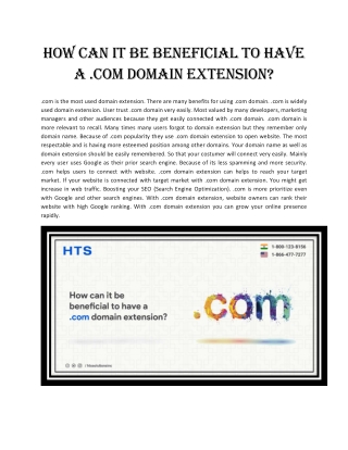 How can it be Beneficial to have a .com Domain Extension?