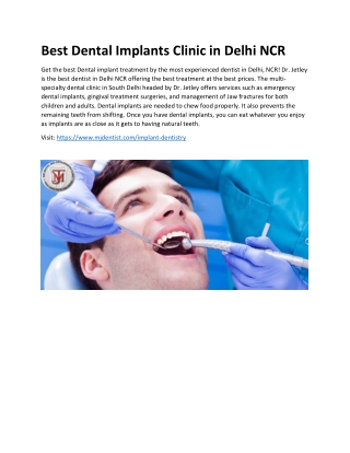 Best Dental Implants Clinic in Delhi NCR