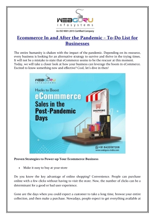 Ecommerce In and After the Pandemic - To-Do List for Businesses