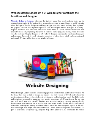 Website design Lahore UX / UI web designer combines the functions and designer