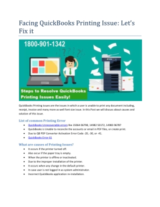 Facing QuickBooks Printing Issue: Let’s Fix it