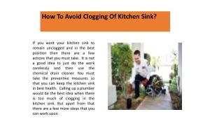 How To Avoid Clogging Of Kitchen Sink?