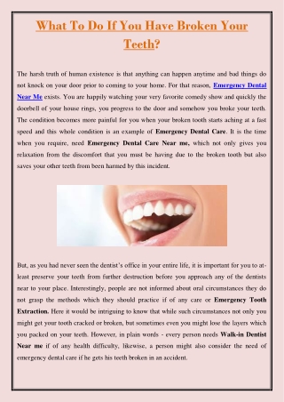 What To Do If You Have Broken Your Teeth?