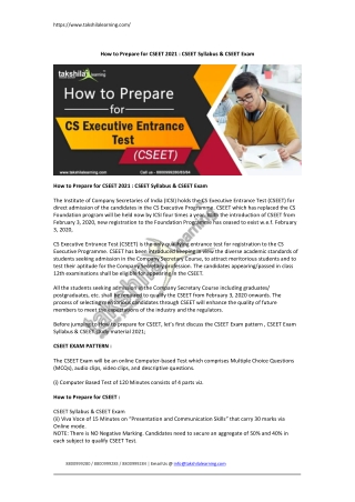 How to Prepare for CSEET 2021 : CSEET Syllabus & CSEET Exam 2021