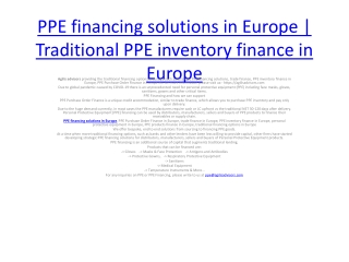 PPE financing solutions in Europe | Traditional PPE inventory finance in Europe