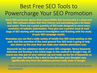 Best Free SEO Tools to Powercharge Your SEO Promotion