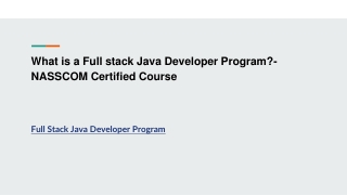 What is a Full stack Java Developer Program?- NASSCOM Certified Course