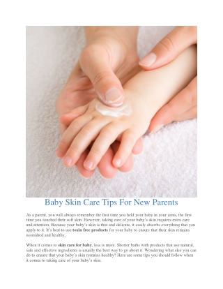 Baby Skin Care Tips For New Parents