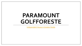 Paramount Golfforeste Independent House in Greater Noida