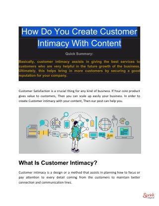 How Do You Create Customer Intimacy With Content