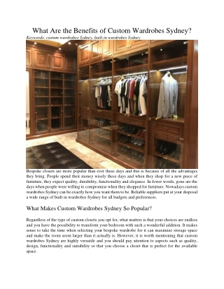 What Are the Benefits of Custom Wardrobes Sydney?