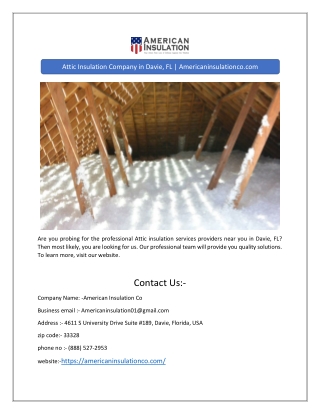 Attic Insulation Company in Davie, FL | Americaninsulationco.com