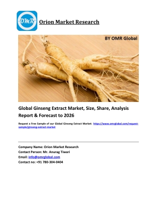 Global Ginseng Extract Market Trends, Size, Competitive Analysis and Forecast 2020-2026