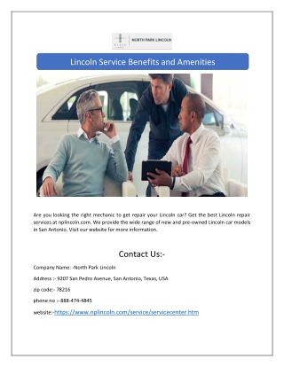 Lincoln Service Benefits and Amenities