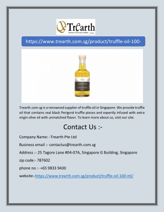 Truffle Oil Supplier Singapore | Trearth.com.sg