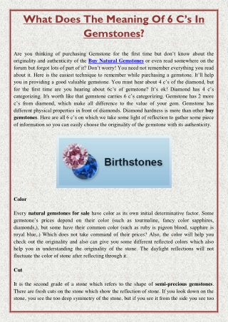 What Does The Meaning Of 6 C’s In Gemstones?