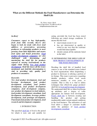The methods to determine the shelf life of foods | Foodresearchlab