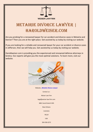 Metairie Divorce Lawyer | Haroldweiser.com