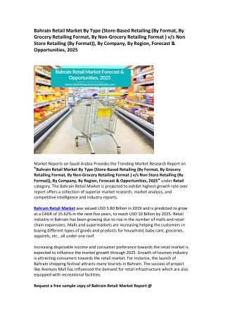 Bahrain Retail Market Forecast & Opportunities, 2025