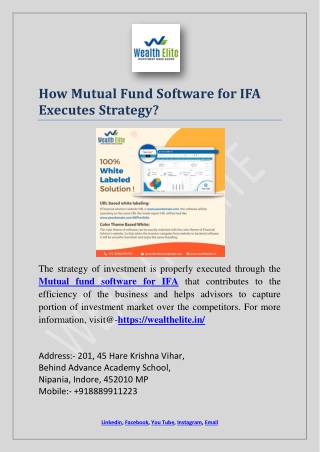 How Mutual Fund Software for IFA Executes Strategy?