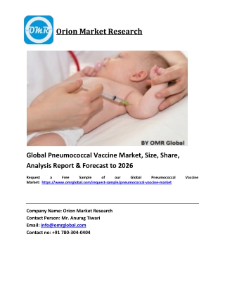 Global Pneumococcal Vaccine Market Trends, Size, Competitive Analysis and Forecast 2020-2026
