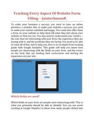 Tracking Every Aspect Of Website Form Filling - Jain Technosoft