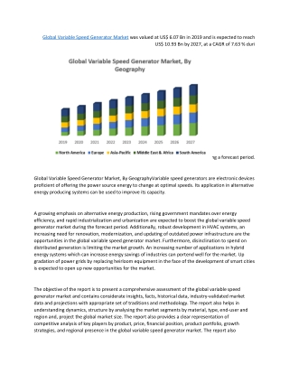 Global Variable Speed Generator Market – Industry Analysis and Forecast (2020-2027)