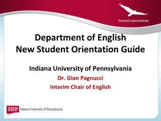 Department of English New Student Orientation Guide Student Orientation