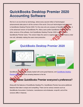 QuickBooks Premier 2020 - Latest Features