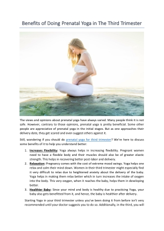 Benefits of Doing Prenatal Yoga in The Third Trimester