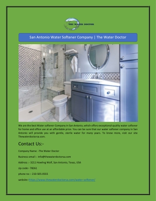 San Antonio Water Softener Company | The Water Doctor